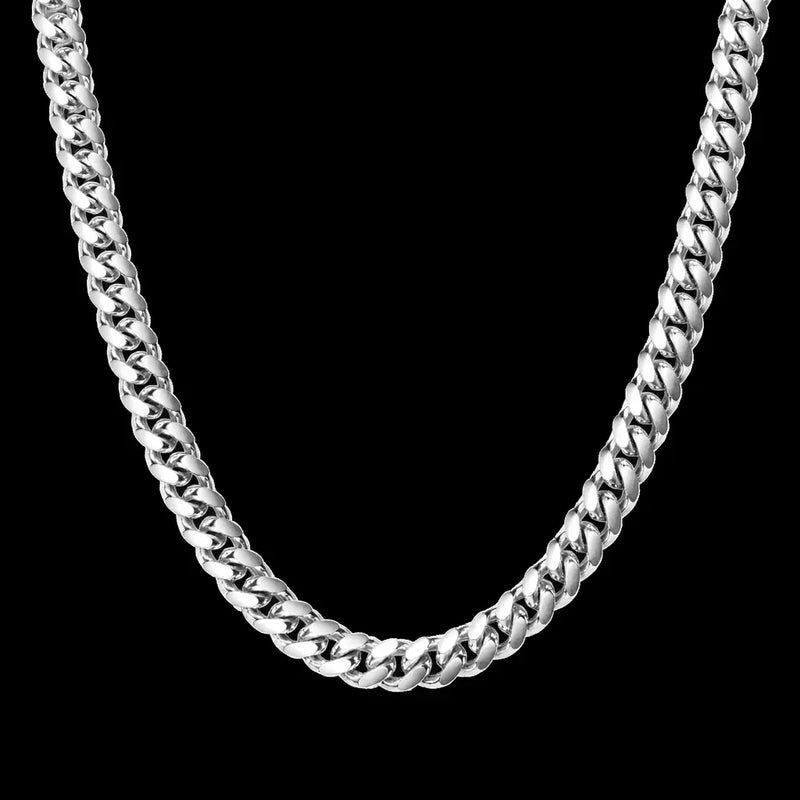 שרשרת חוליות גורמט בציפוי זהב לבן