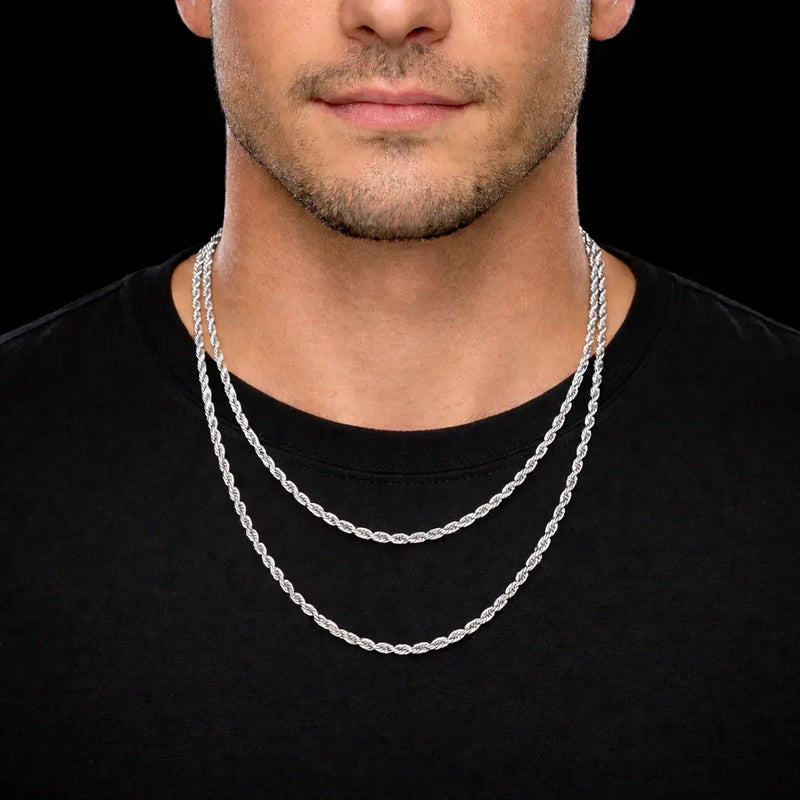 שרשרת חבל בציפוי זהב לבן