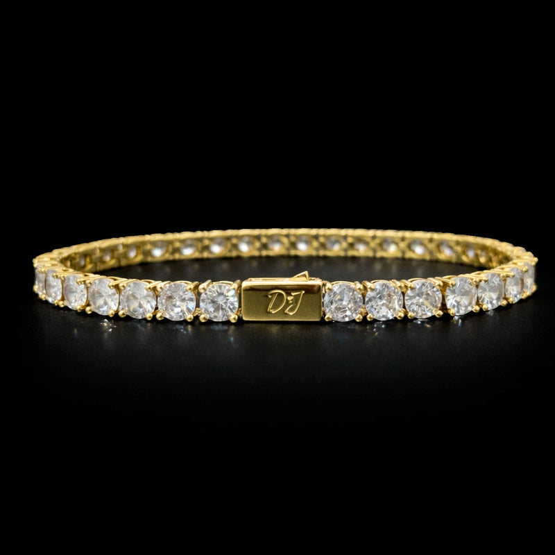 צמיד טניס עבה בציפוי זהב 18K