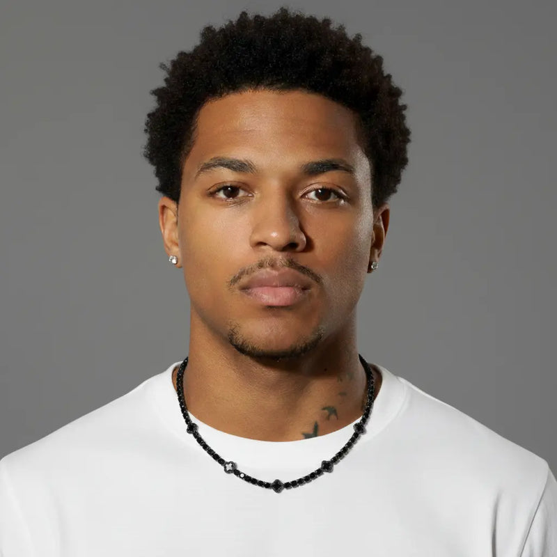 שרשרת טניס שחורה עם תלתנים