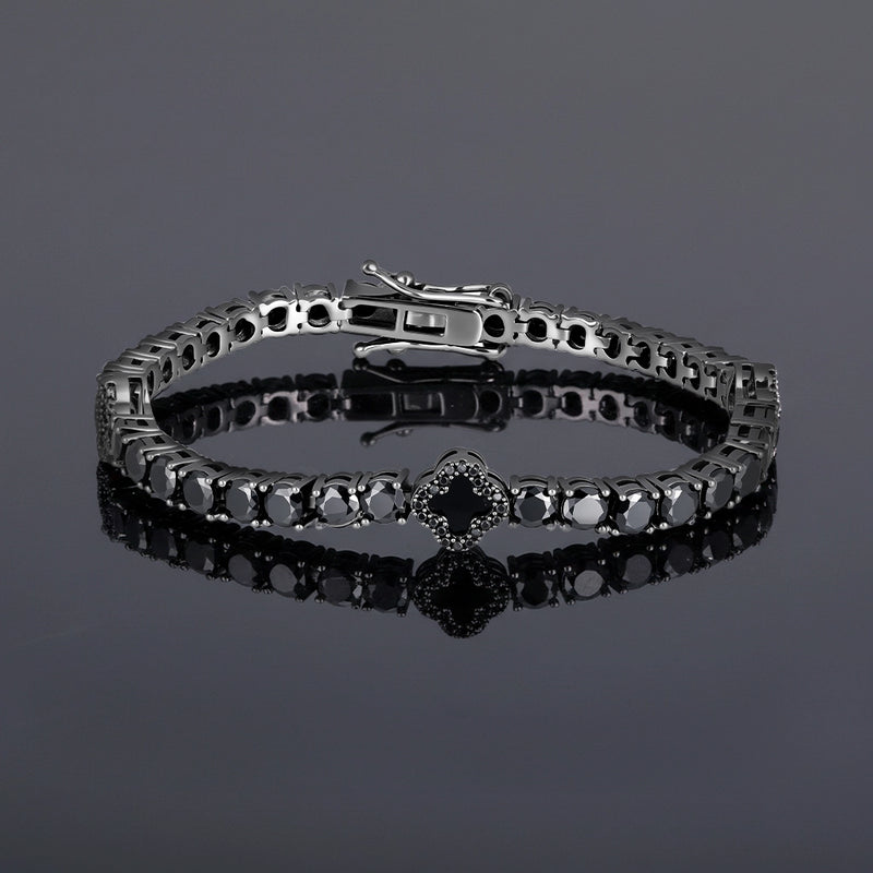 צמיד טניס תלתן שחור