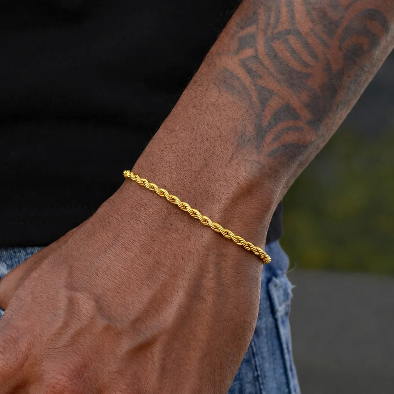 צמיד חבל בציפוי זהב לגבר