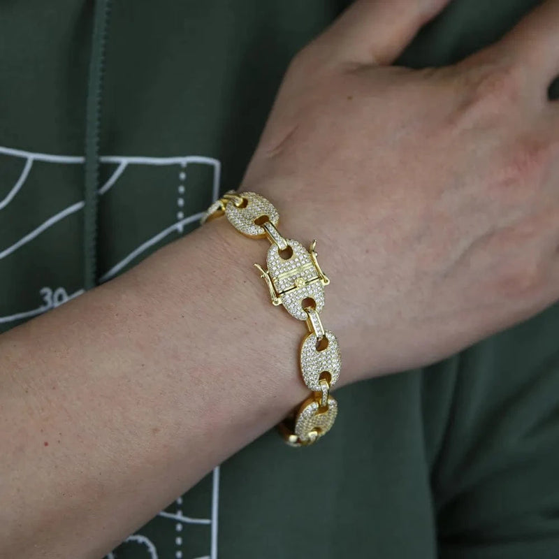 צמיד חוליות משובץ זהב