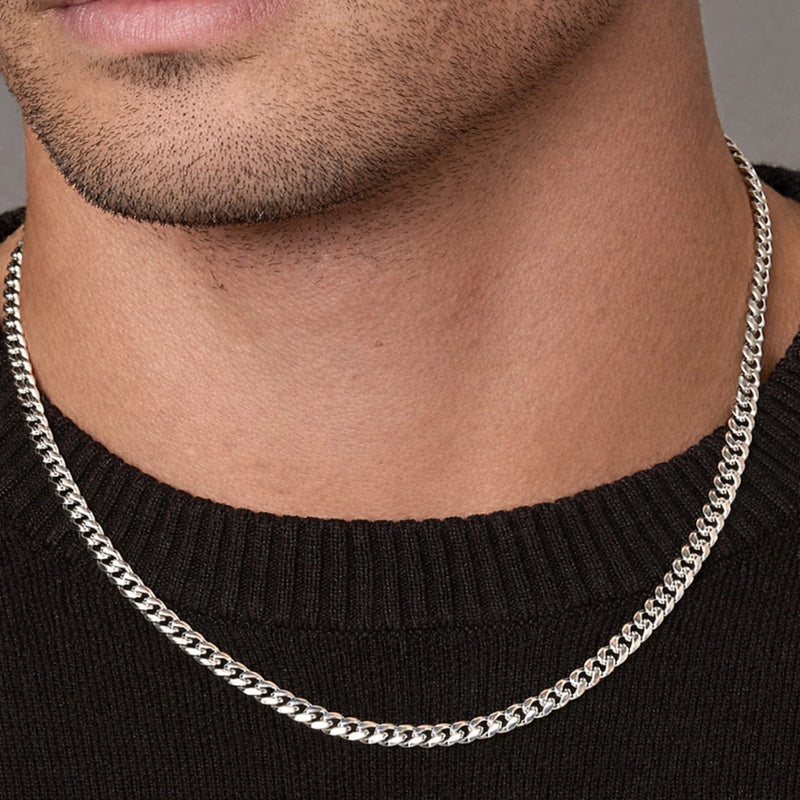 שרשרת חוליות גורמט בציפוי זהב לבן