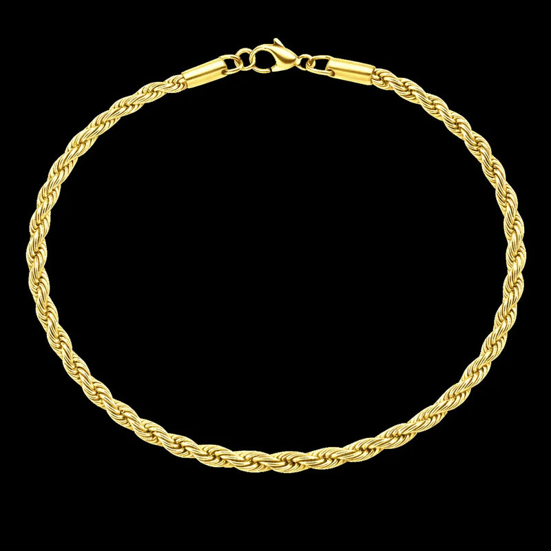 צמיד חבל בציפוי זהב לגבר