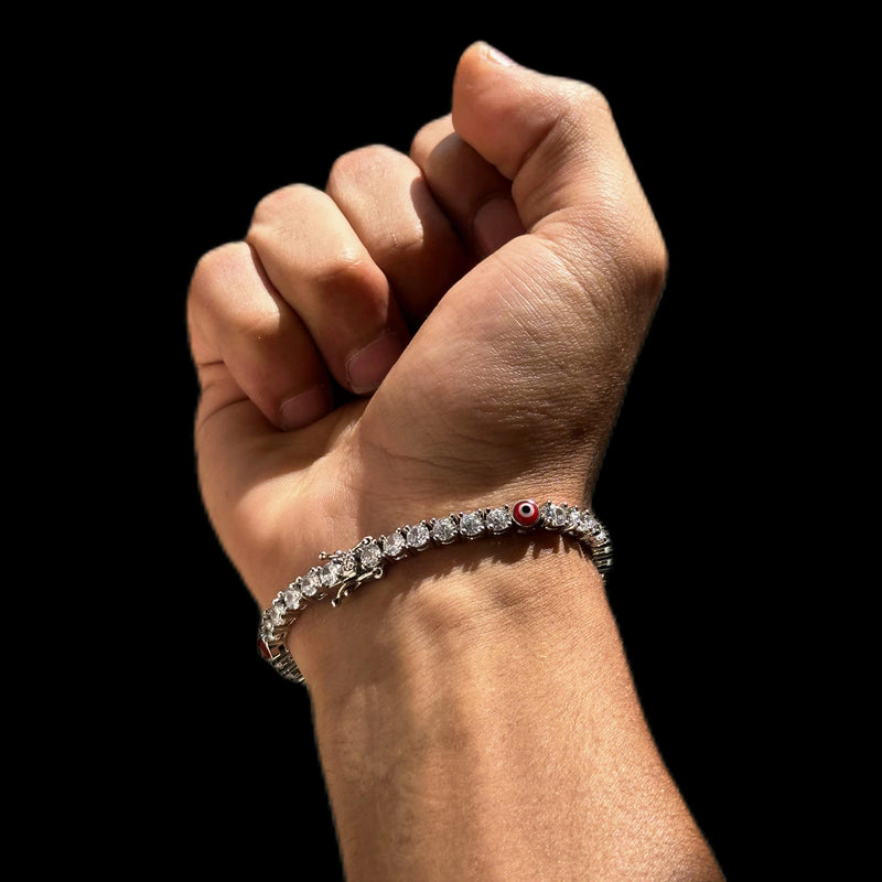 צמיד טניס עין אדומה | זהב לבן