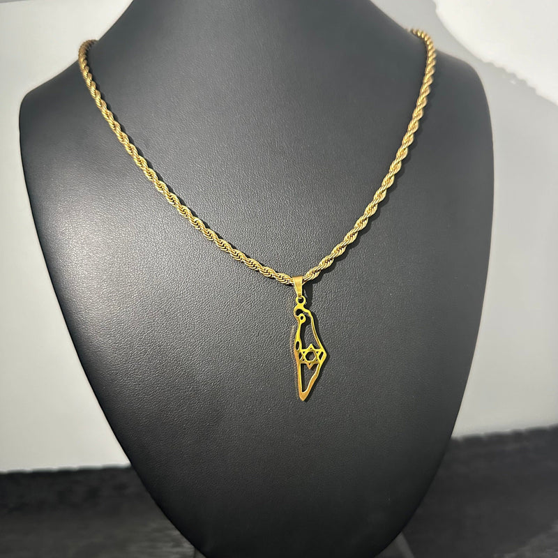 שרשרת לגבר | שרשרת ארץ ישראל בצבע זהב