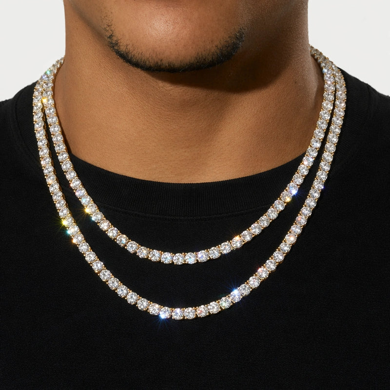 שרשרת טניס עבה בציפוי זהב 18K