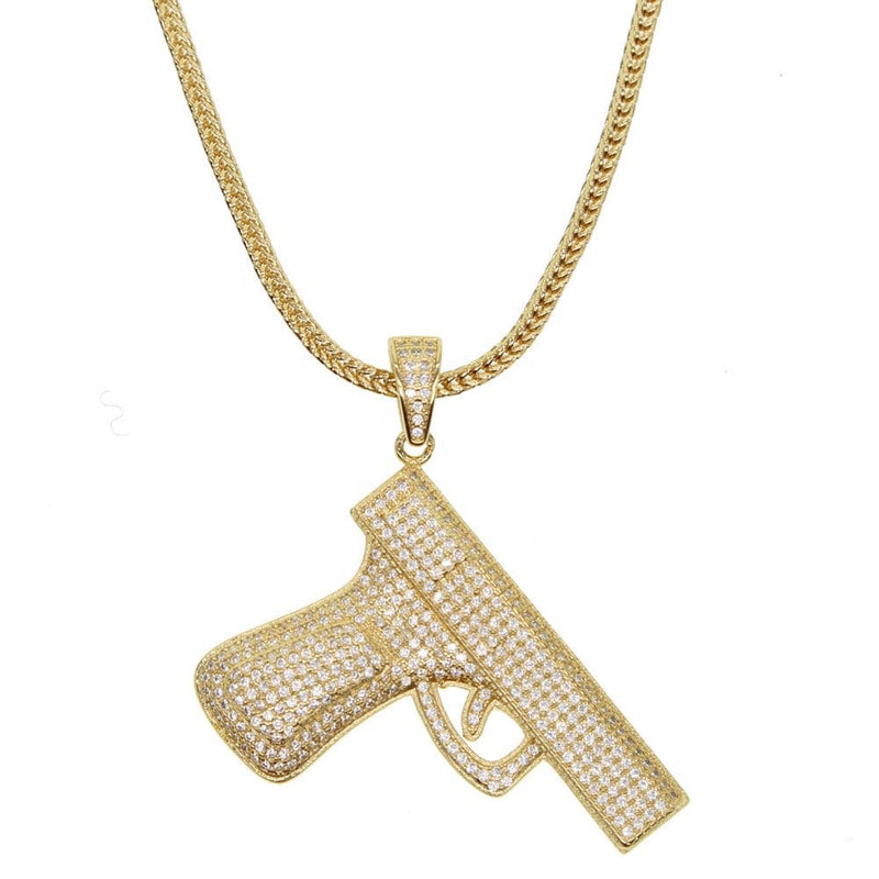 שרשרת אייס אקדח לגבר זהב