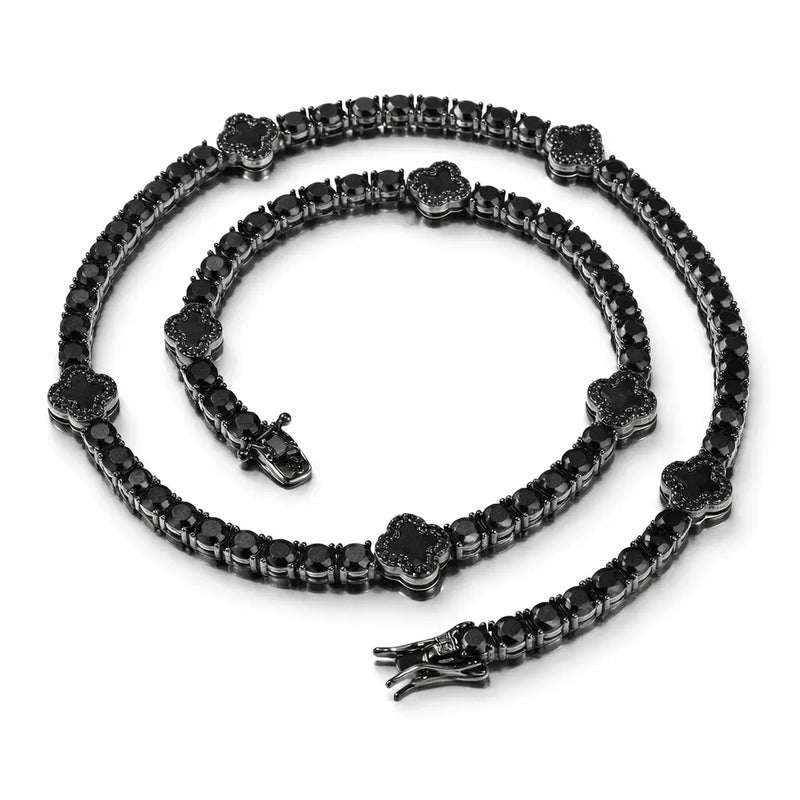 שרשרת טניס שחורה עם תלתנים