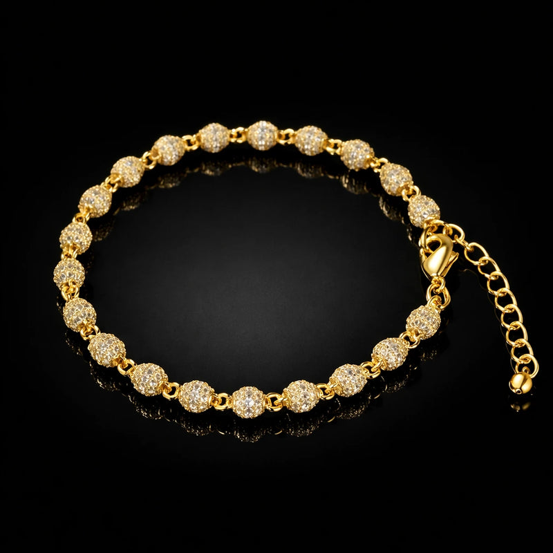 צמיד אייס כדורים מונאקו בציפוי זהב 18K