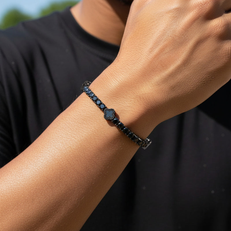 צמיד טניס תלתן שחור