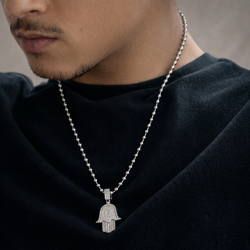 שרשרת חמסה בציפוי זהב לבן