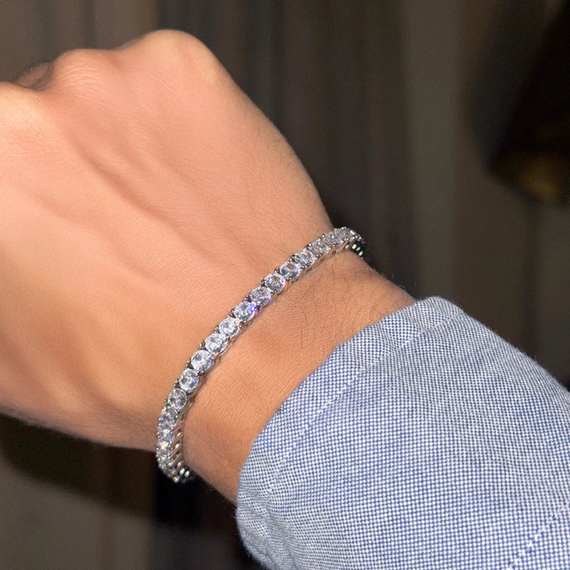 צמיד טניס לגבר זהב לבן 