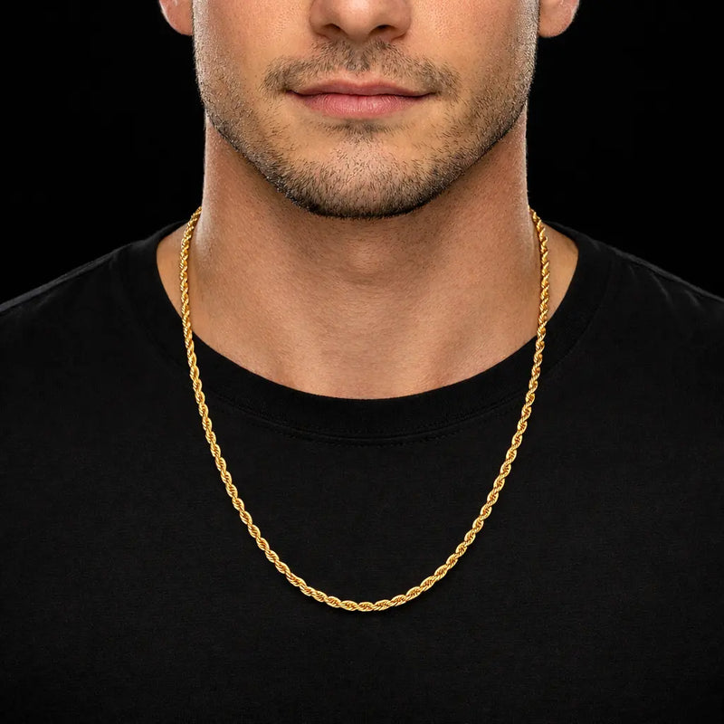 שרשרת חבל זהב ארוכה לגבר