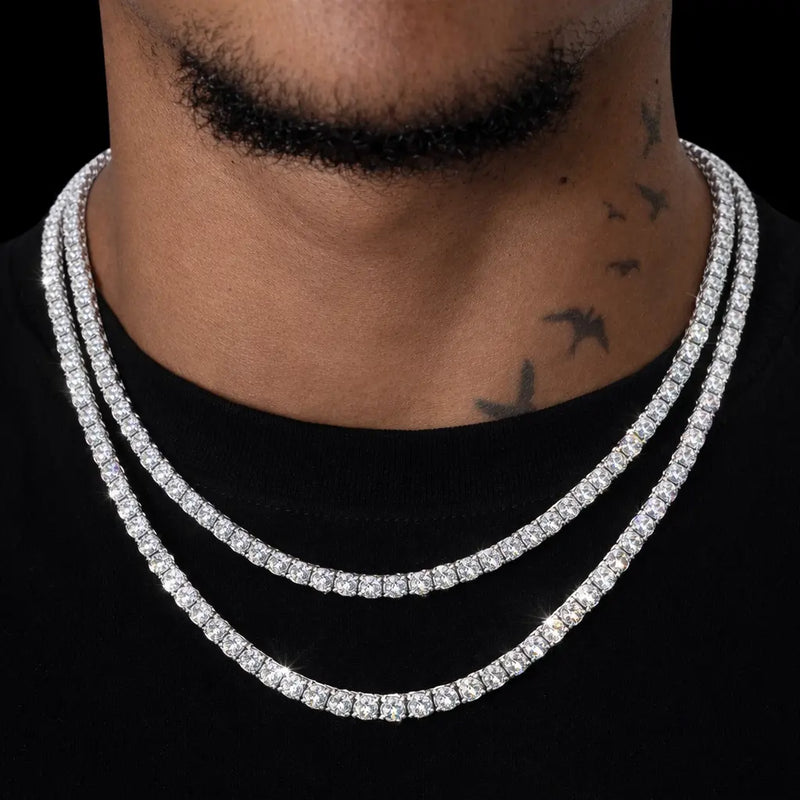 שרשרת טניס בציפוי זהב לבן