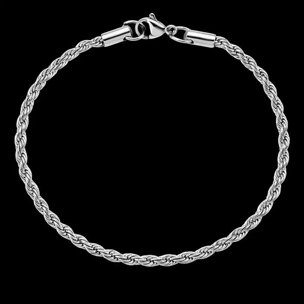 צמיד חבל בציפוי זהב לבן