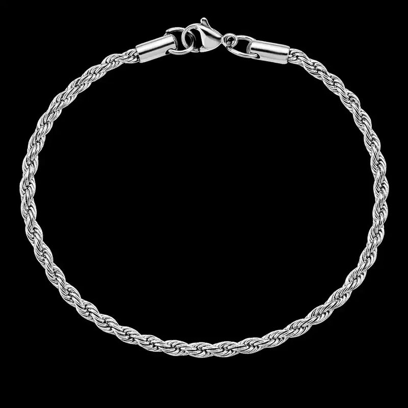 צמיד חבל בציפוי זהב לבן