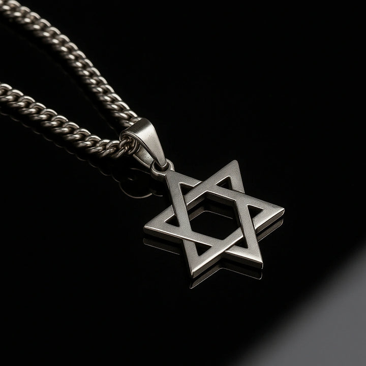 שרשרת מגן דוד לגבר זהב לבן