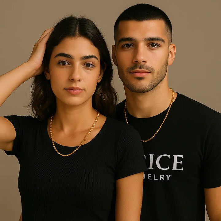 שרשרת כדורים רוזגולד לגבר ולאישה