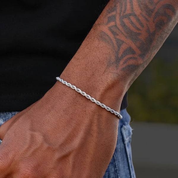 צמיד חבל בציפוי זהב לבן