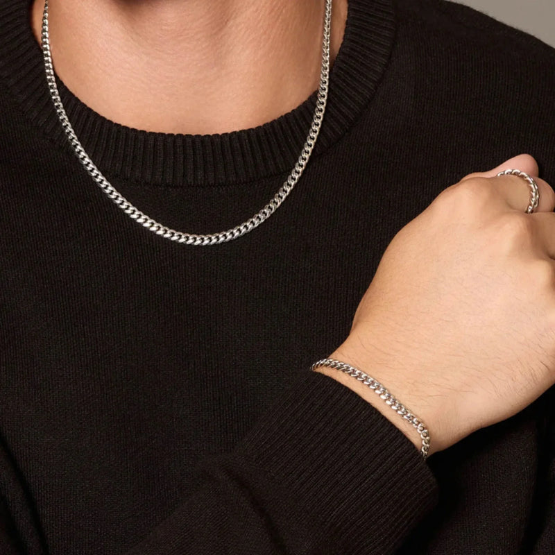 סט גורמט #1: שרשרת וצמיד בציפוי זהב לבן + תכשיט מתנה