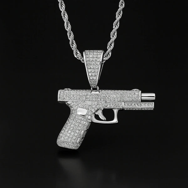 שרשרת אייס אקדח זהב לבן