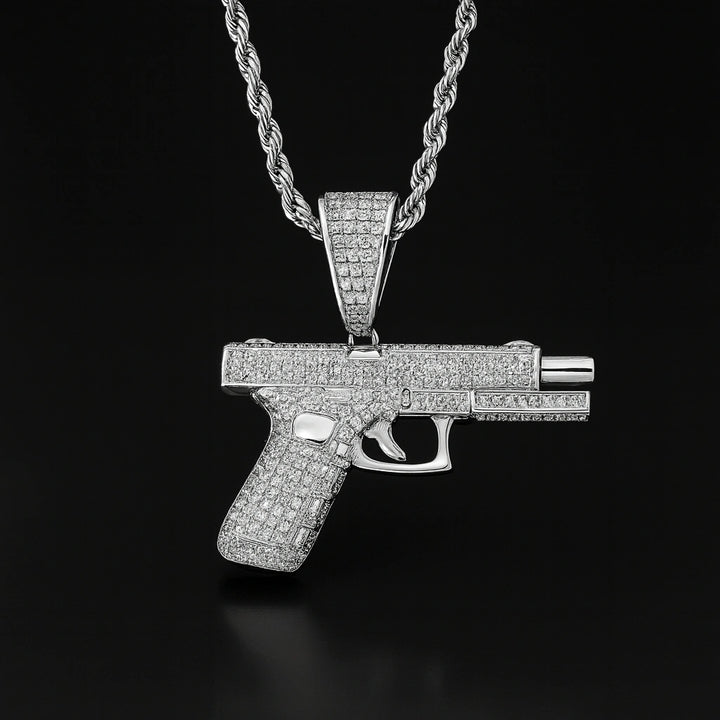 שרשרת אייס אקדח זהב לבן