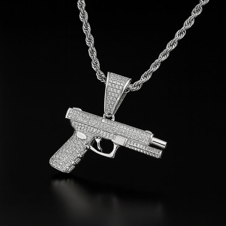 שרשרת אייס אקדח זהב לבן