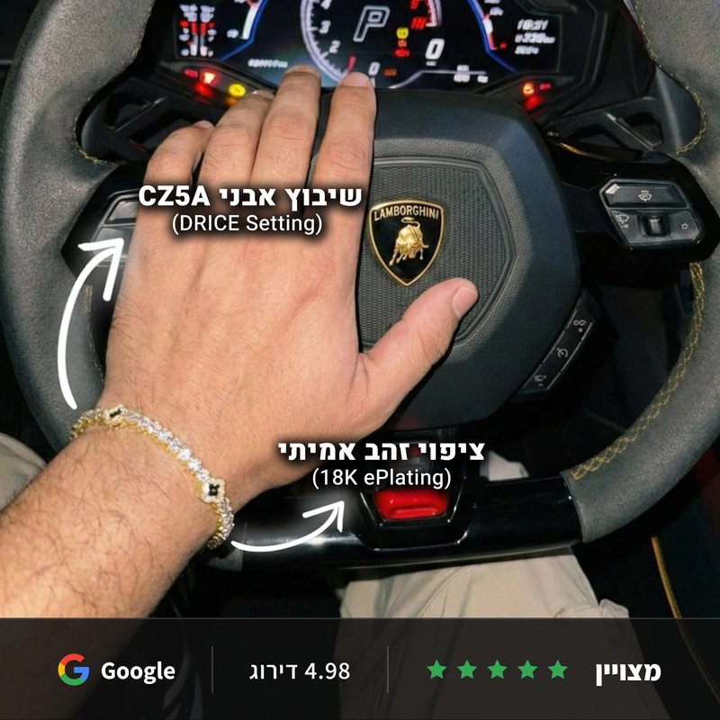 צמיד טניס תלתן בציפוי זהב 18K