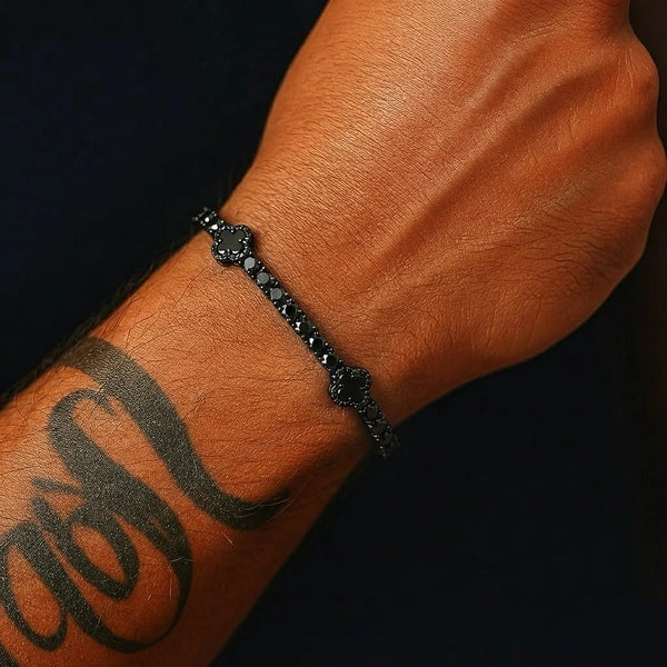 צמיד טניס תלתן שחור