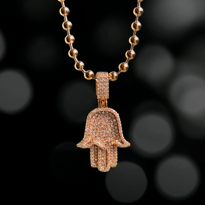 שרשרת חמסה כדורים רוז גולד