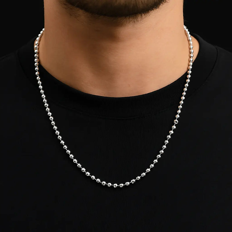 שרשרת כדורים בציפוי זהב לבן