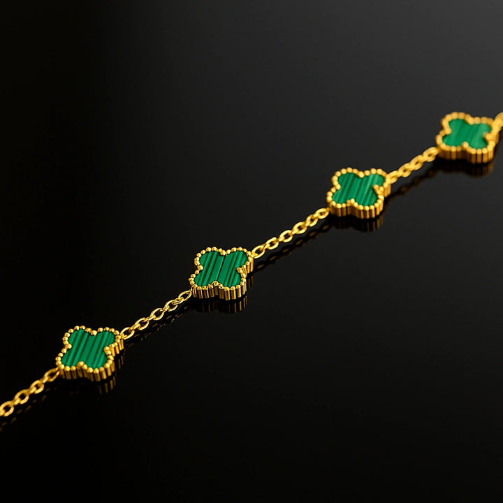 צמיד תלתן ירוק | ציפוי זהב