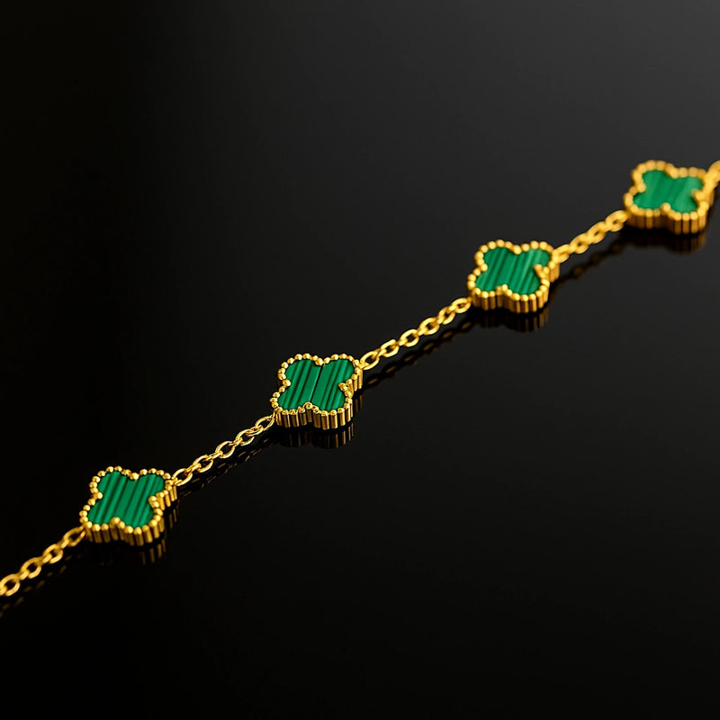 צמיד תלתן ירוק | ציפוי זהב