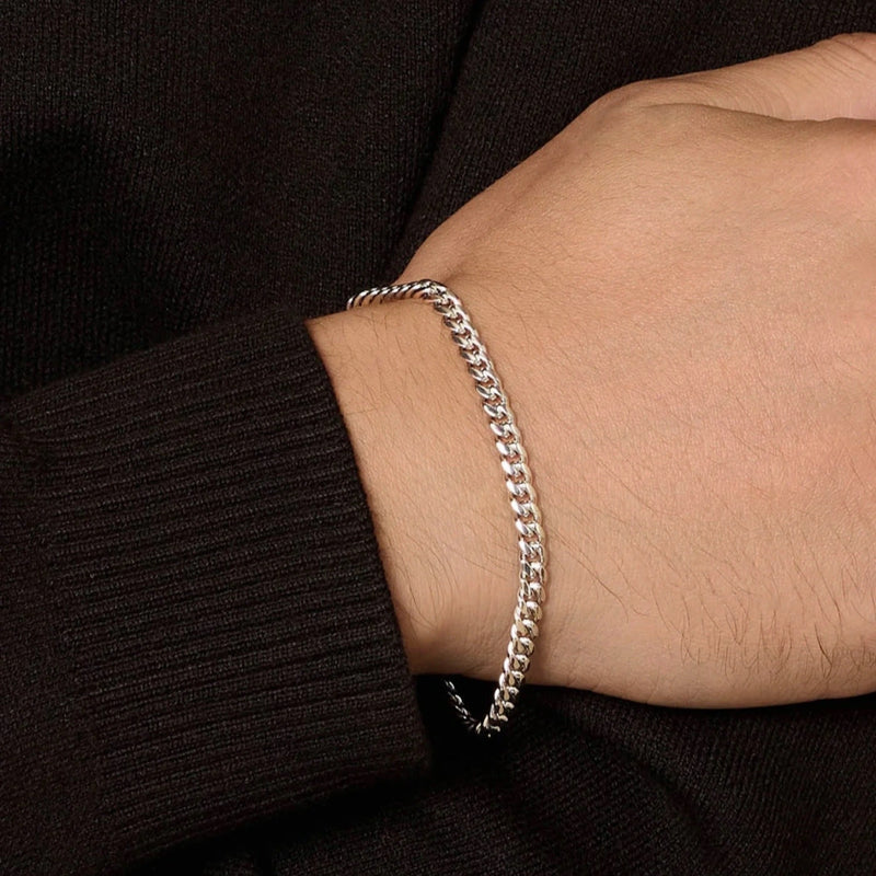 צמיד חוליות גורמט בציפוי זהב לבן