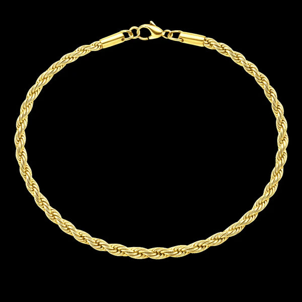 צמיד חבל בציפוי זהב לגבר