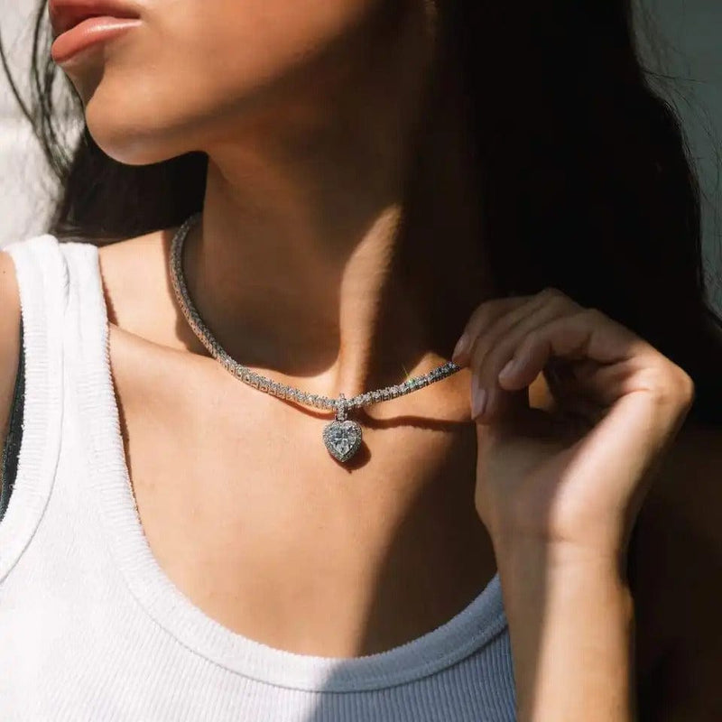 שרשרת לאישה | שרשרת טניס עם תליון לב