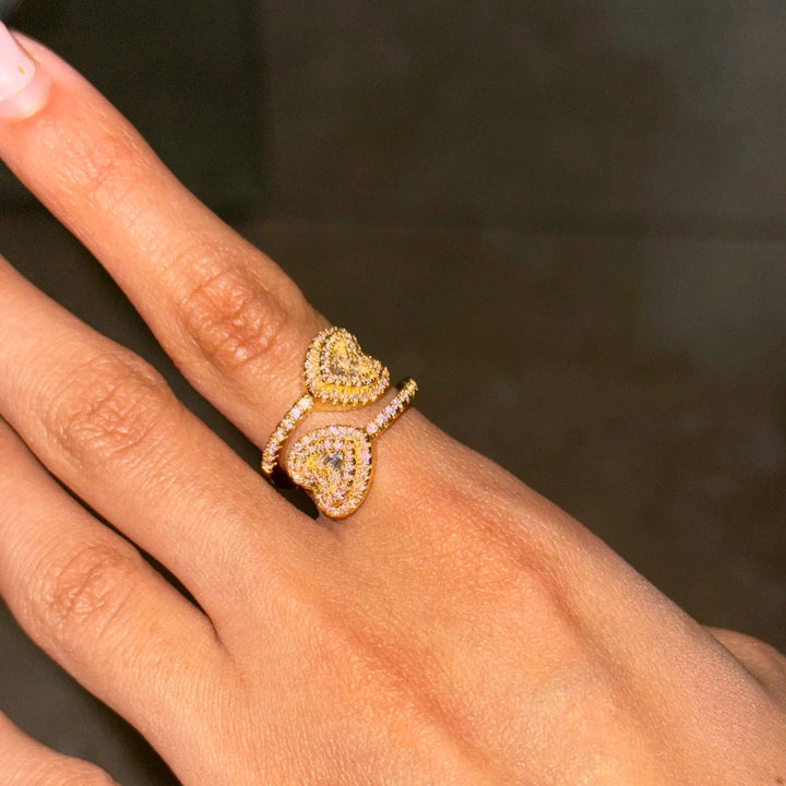 Drice Jewelry | דרייס תכשיטים צמיד לאישה טבעת לב כפול | ציפוי זהב לבן