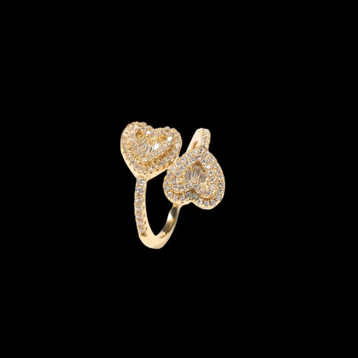 Drice Jewelry | דרייס תכשיטים צמיד לאישה טבעת לב כפול | ציפוי זהב לבן