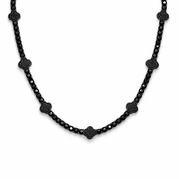 שרשרת טניס שחורה עם תלתנים