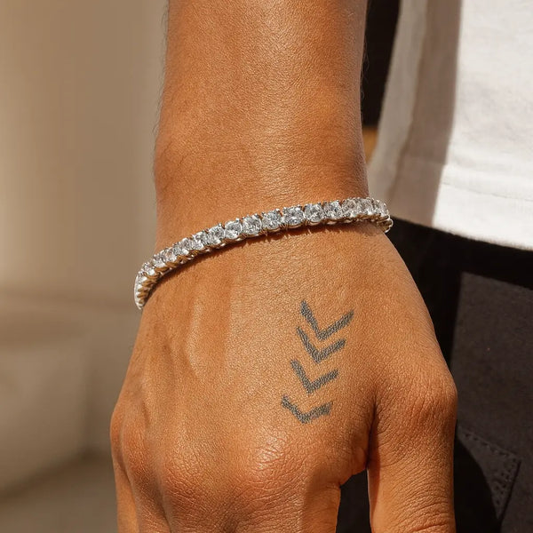 צמיד טניס לגבר | זהב לבן 5 מ״מ