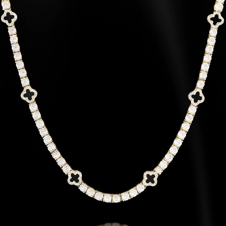 שרשרת טניס תלתן זהב