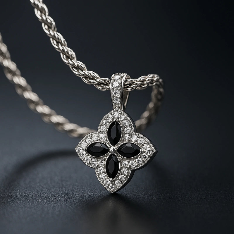 שרשרת אייס עם תליון תלתן זהב לבן