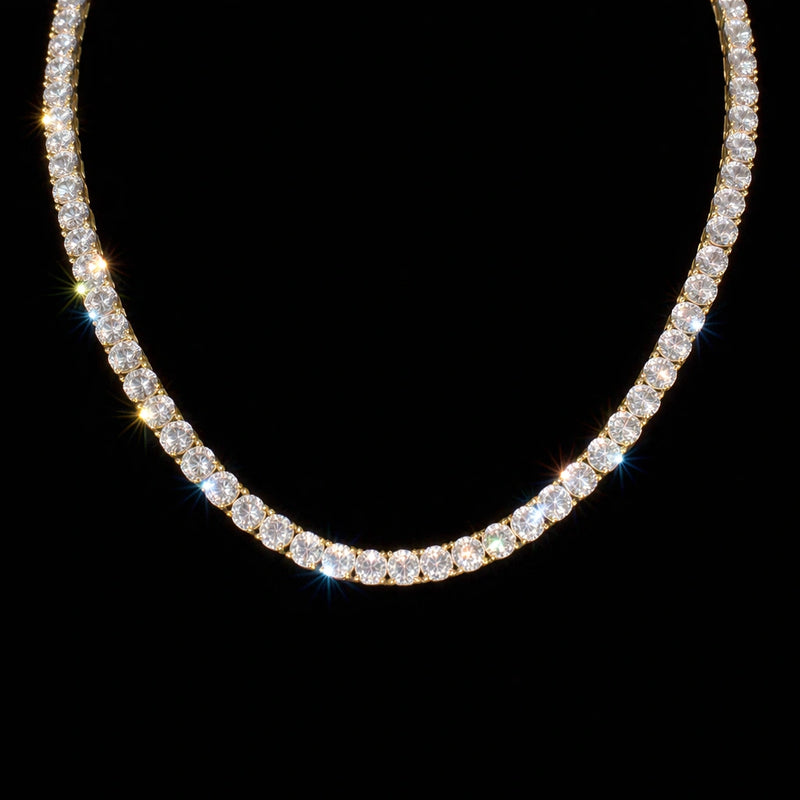 שרשרת טניס עבה בציפוי זהב 18K