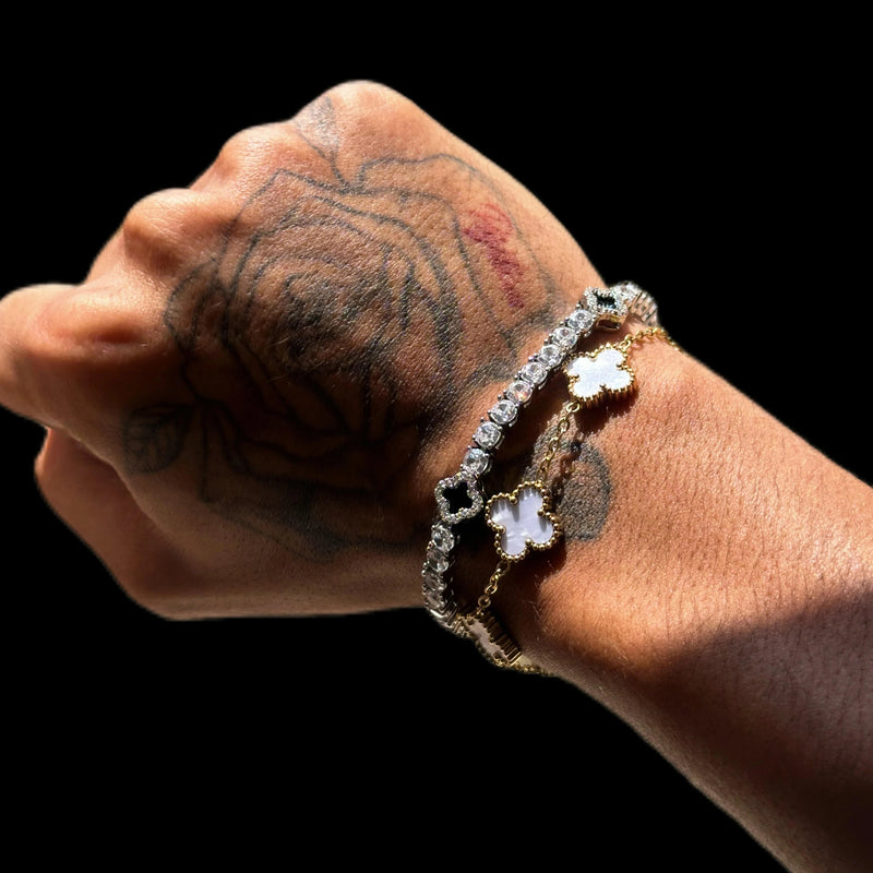 צמיד תלתן | צבע זהב x לבן