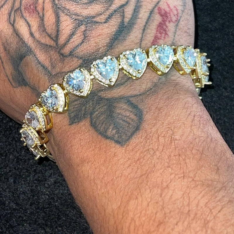 Drice Jewelry | דרייס תכשיטים צמיד לגבר צמיד לב יוקרתי בצבע זהב | צמיד משובץ