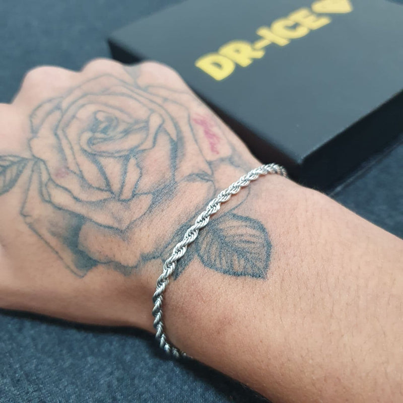 Drice Jewelry | דרייס תכשיטים סט תכשיטים לגבר - שרשרת יוקרתית וצמיד יוקרתי חבל - צבע כסף