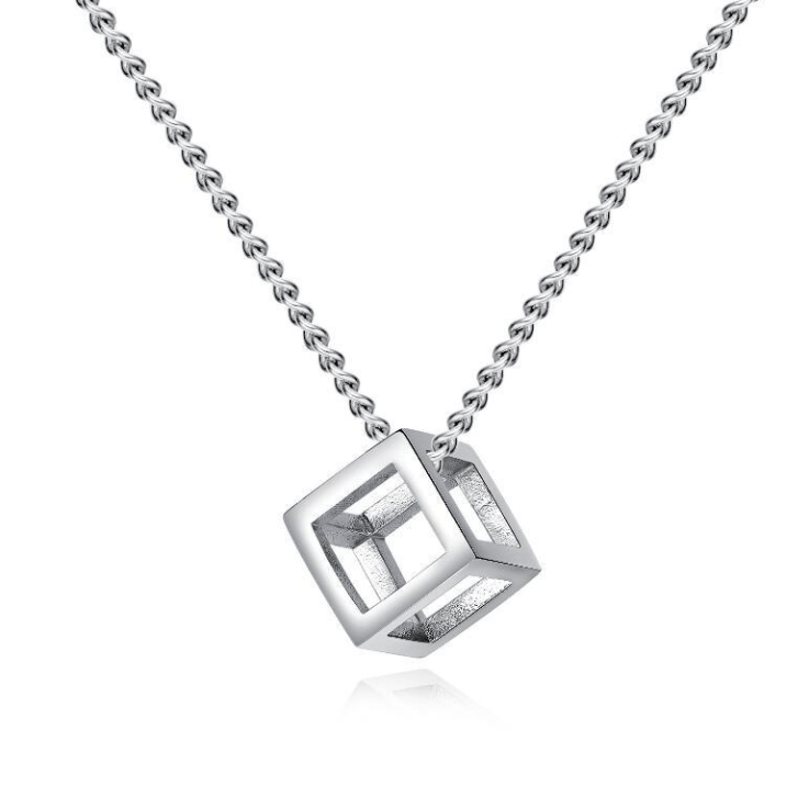 שרשרת קובייה זהב לבן